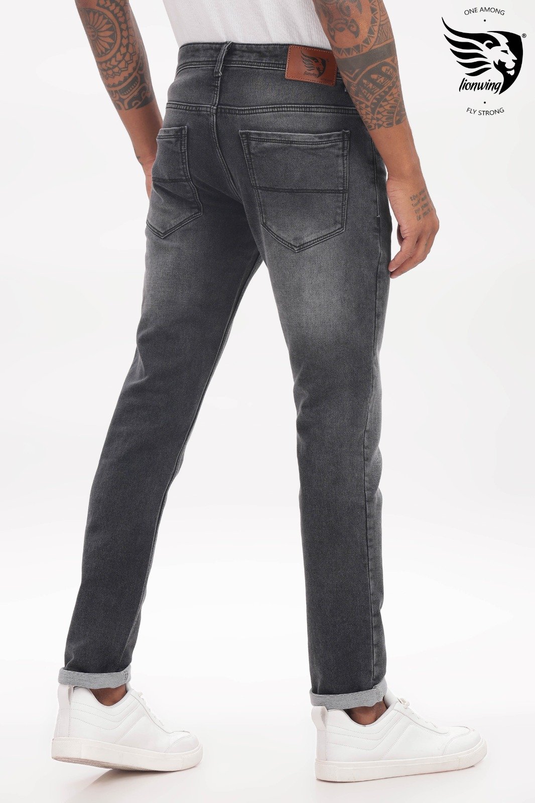Charcoal Grey Slim Fit Washed Jeans