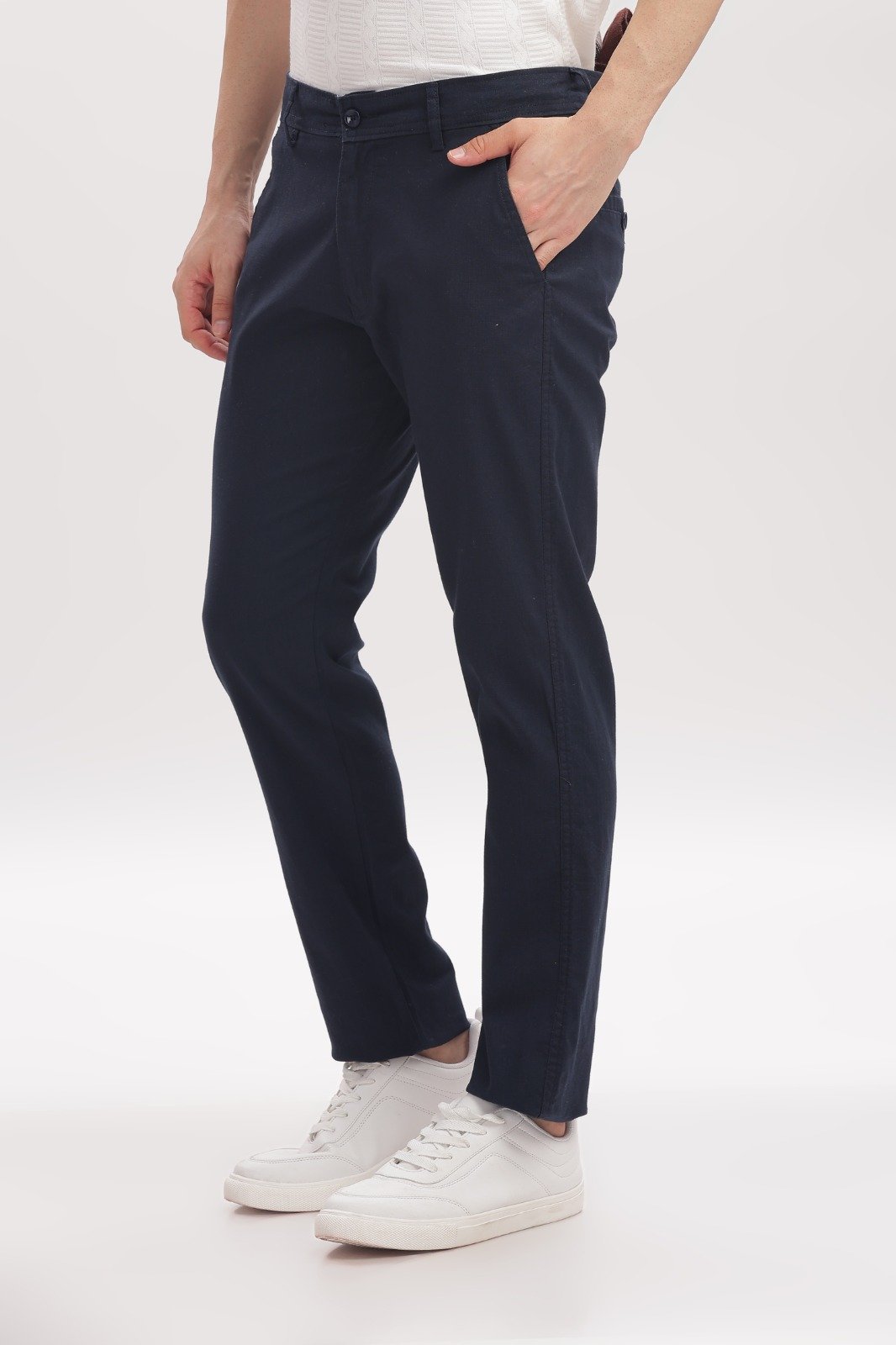 Navy Blue Straight Fit Formal Pant