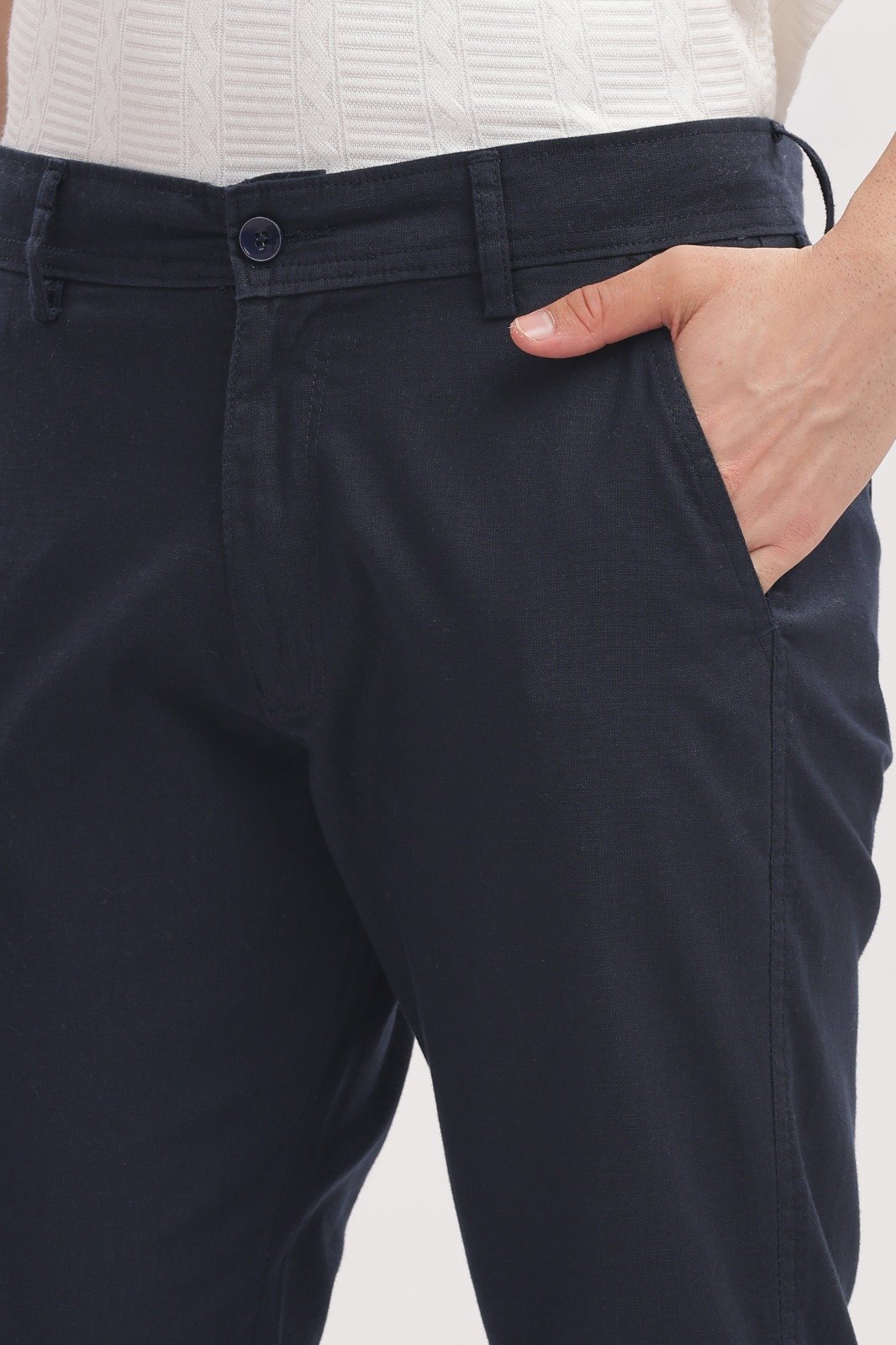 Navy Blue Straight Fit Formal Pant