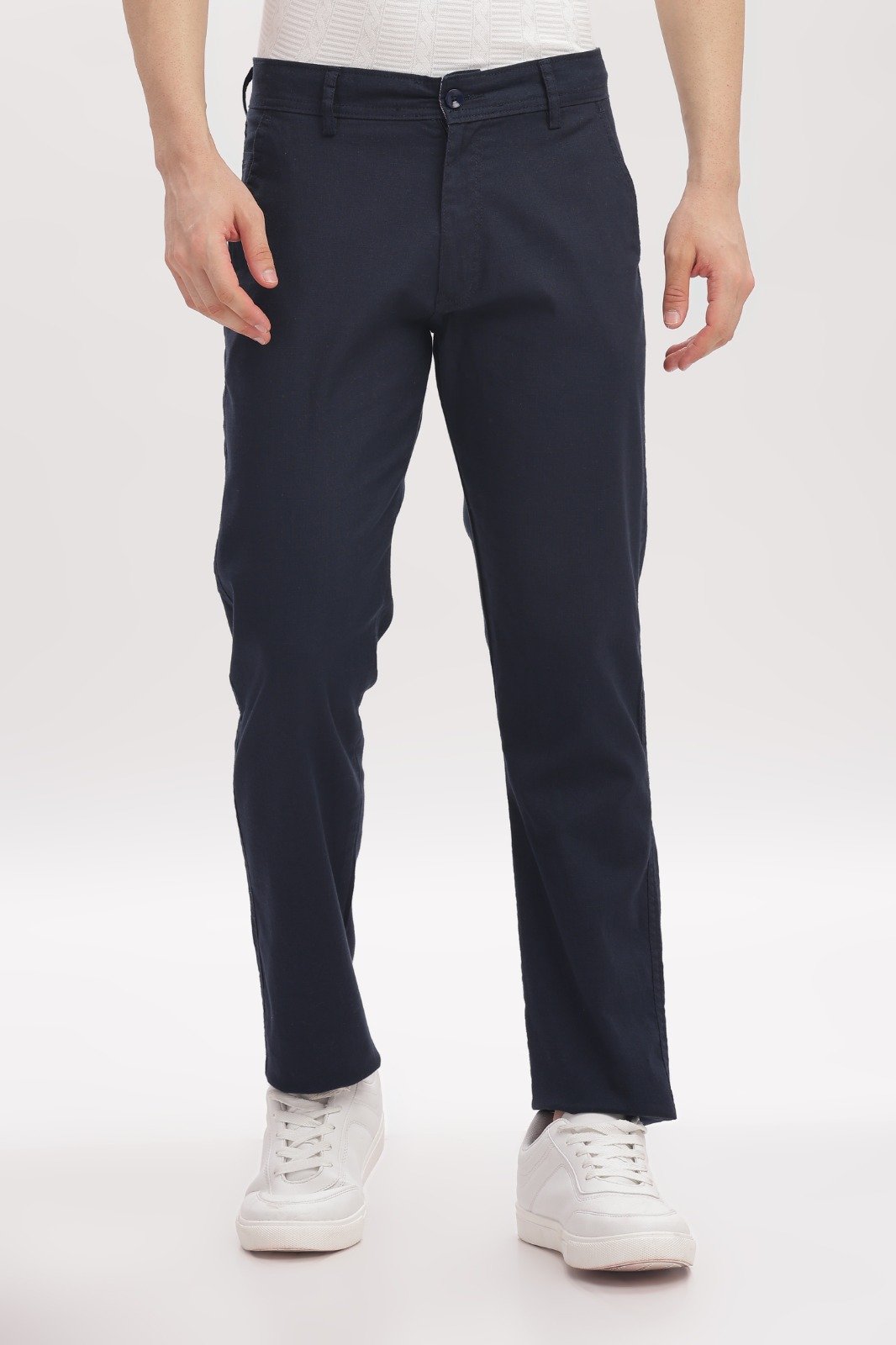 Navy Blue Straight Fit Formal Pant